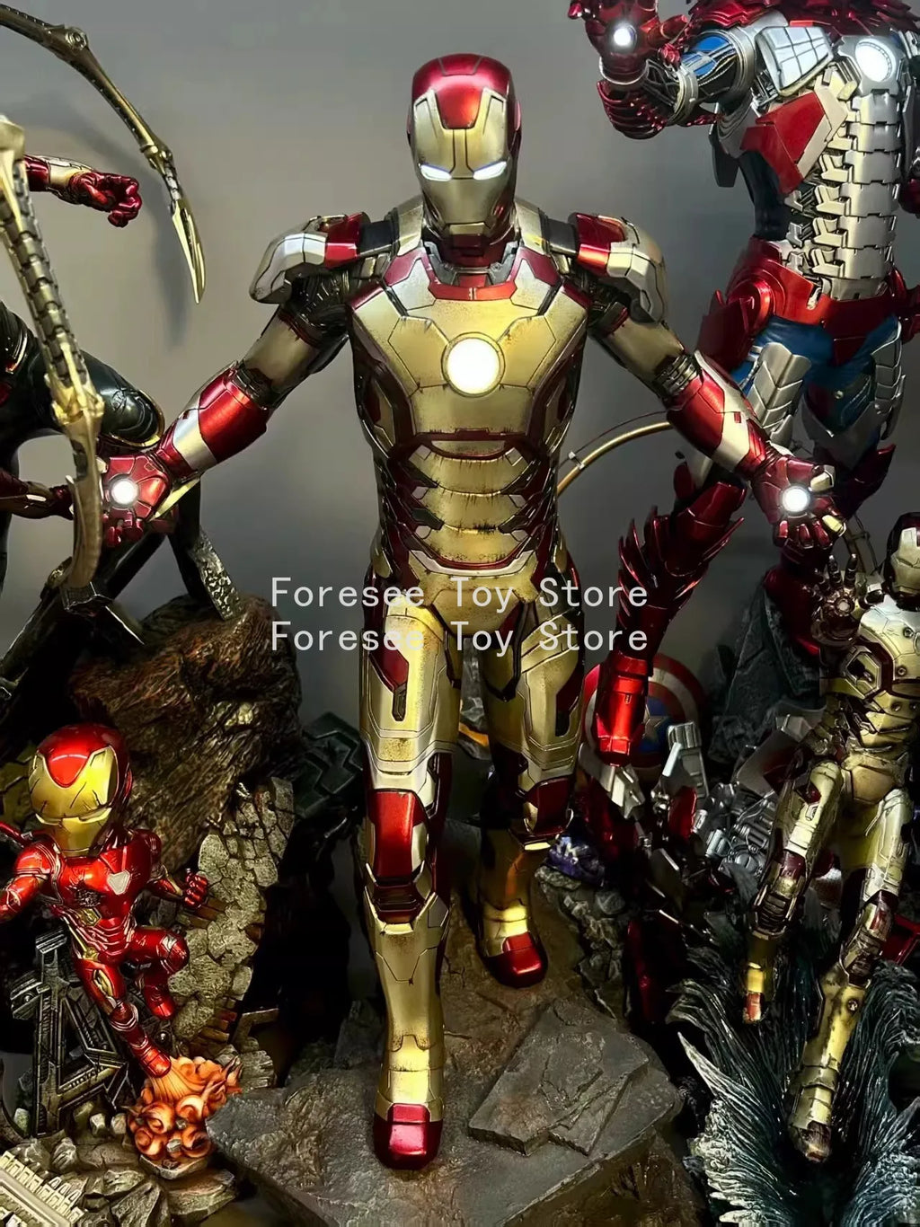 In Stock 50cm Height Mark42 Figure Marvel Anime Figures Collection Light-up Desktop Ornament Decorations Best Gifts for Children