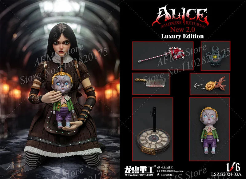 LSZG2024-03 1/6 Scale Sammlerfigur Crazy Dark Girl Alice Full Set Puppen 12Inch Frauen Soldaten Actionfigur Modell Spielzeug