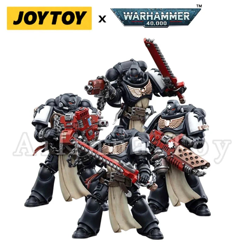 JOYTOY 1/18 Action Figure (4PCS/SET) 40K Black Templars Crusader Squad Anime Collection Military Model