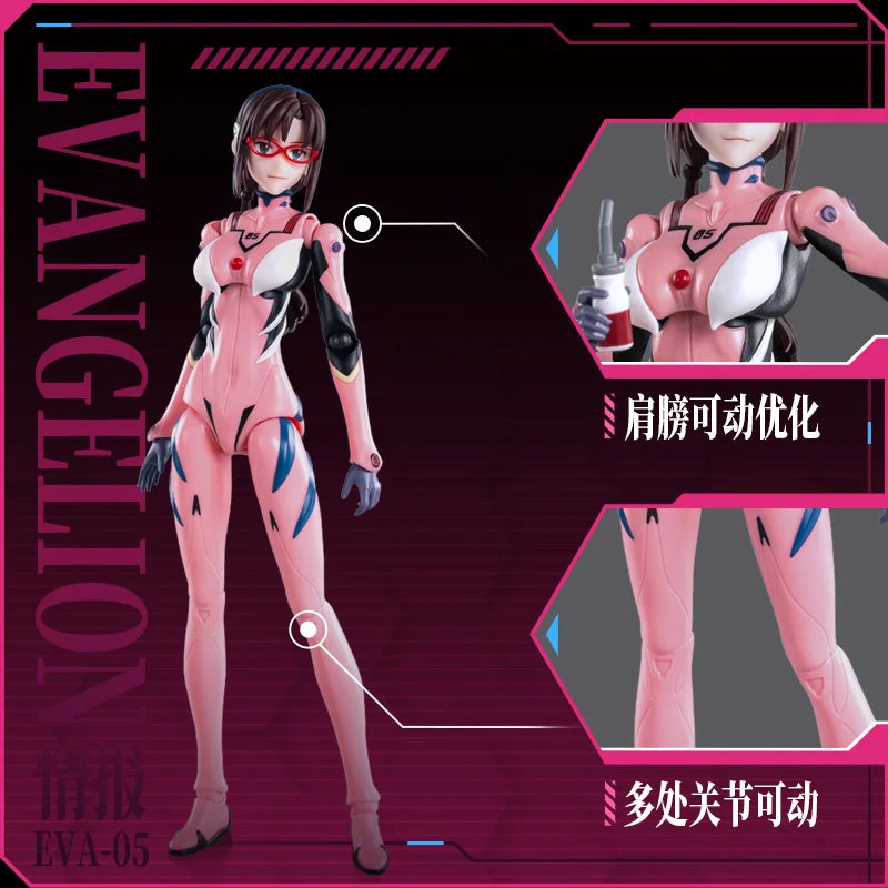 BLOKEES Neon Genesis Evangelion EVA Makinami Mari Illustrious Ayanami Rei Figurine Movable Model Collection Toys Desktop Decor