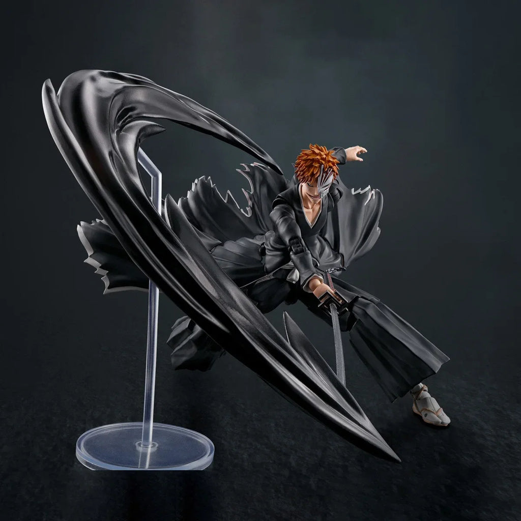 Bandai Genuine Bleach Anime Model Kits Kurosaki Ichigo Getsuga Tensho Toys SHF Action Figure Assembly Model Gift for Kids School