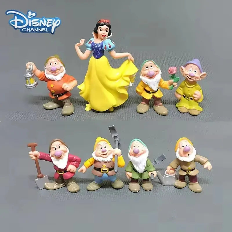Disney Princess 8Pcs/Set Q Vesion Snow White and The Seven Dwarfs Figure Toy Model Dolls Gift for Children Hot Fashion Decor