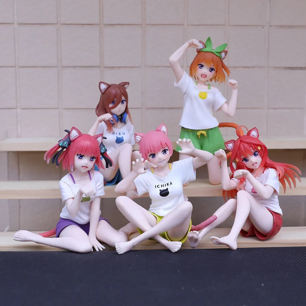 Anime The Quintessential Quintuplets Desktop Cute Nakano Itsuki Figures Cat Room Wear Ver Girl Statue Model Doll Desk Decoration