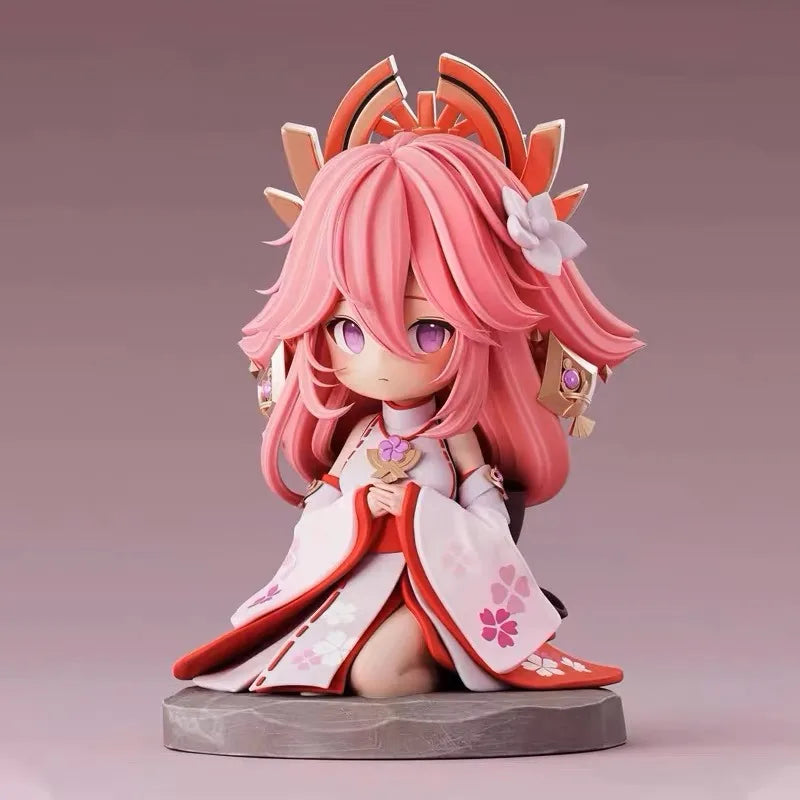 13-17CM Kamisato Ayaka Hu Tao Anime GACHA Q-version Action Figure  Ornament Holiday Gifts Ornament Action Figure Model Toys