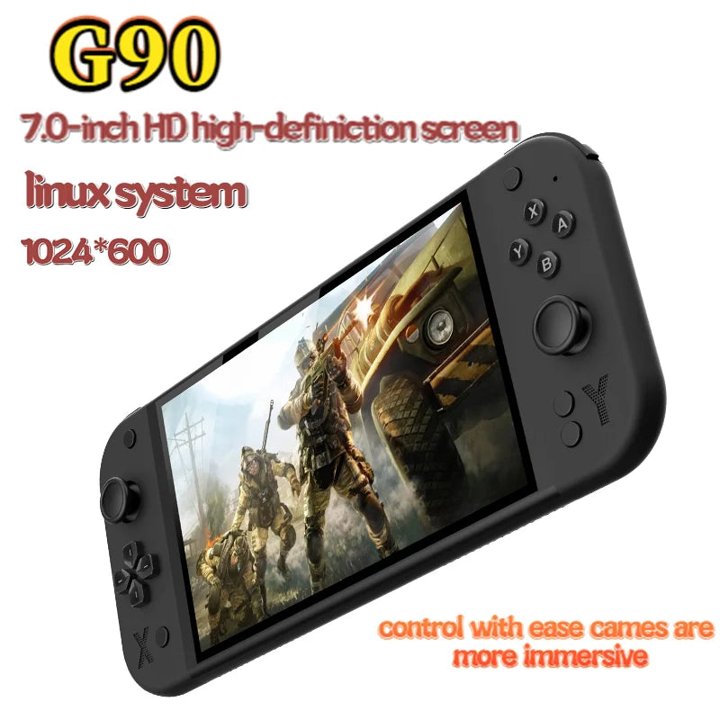 G90 PSP 7-inch 64GB 4000mAh Portable Arcade Gaming Console, Compatible with PSP/PS1 Retro TV Game Controllers, Gift for Boys