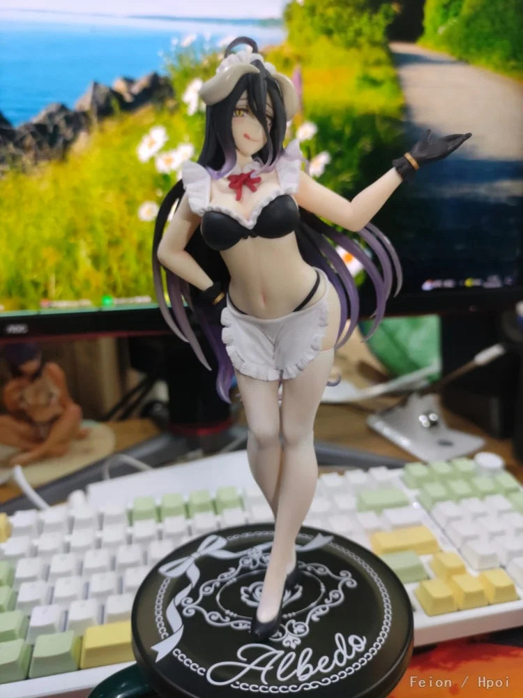 Original 18cm Overlord Purple, White And Black Maid Version Style Costume Anime Figure Model Modle Figuirne In Stock