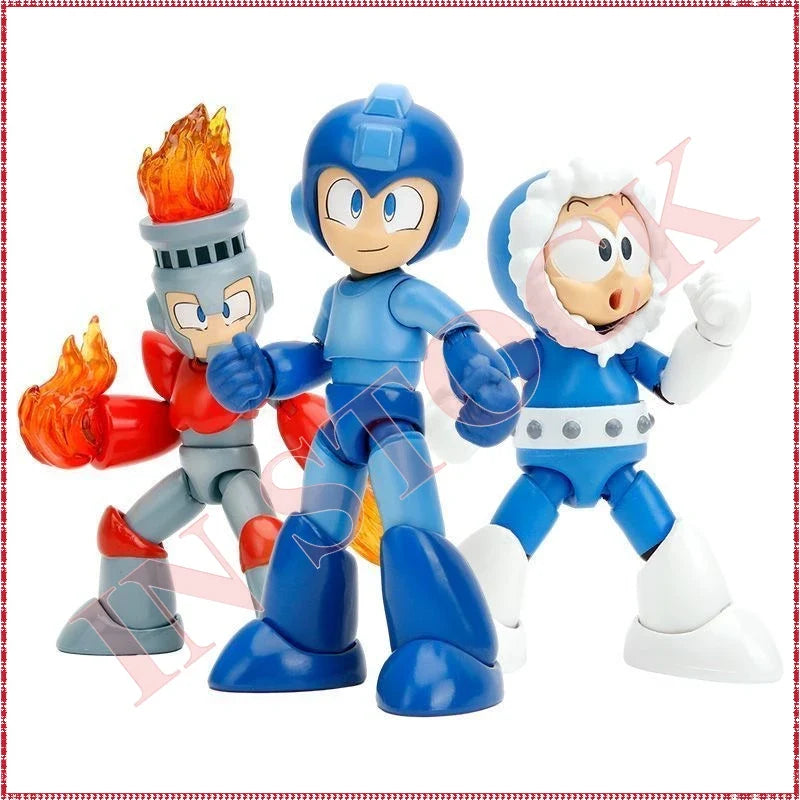 Jada Toy 1/12 Mega Man Action Figure Flame Man Frozen Man Fully Articulated Collectible Model Toy Joint Game Character Figurine