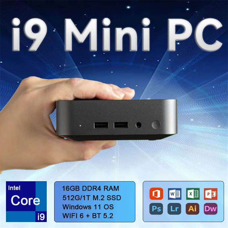 Portable Mini PC Windows 11 Pro Core i9 10980HK Desktop Gaming Computer PC 16GB RAM 1TB 2TB SSD WiFi 6 Portable Pc Gamer