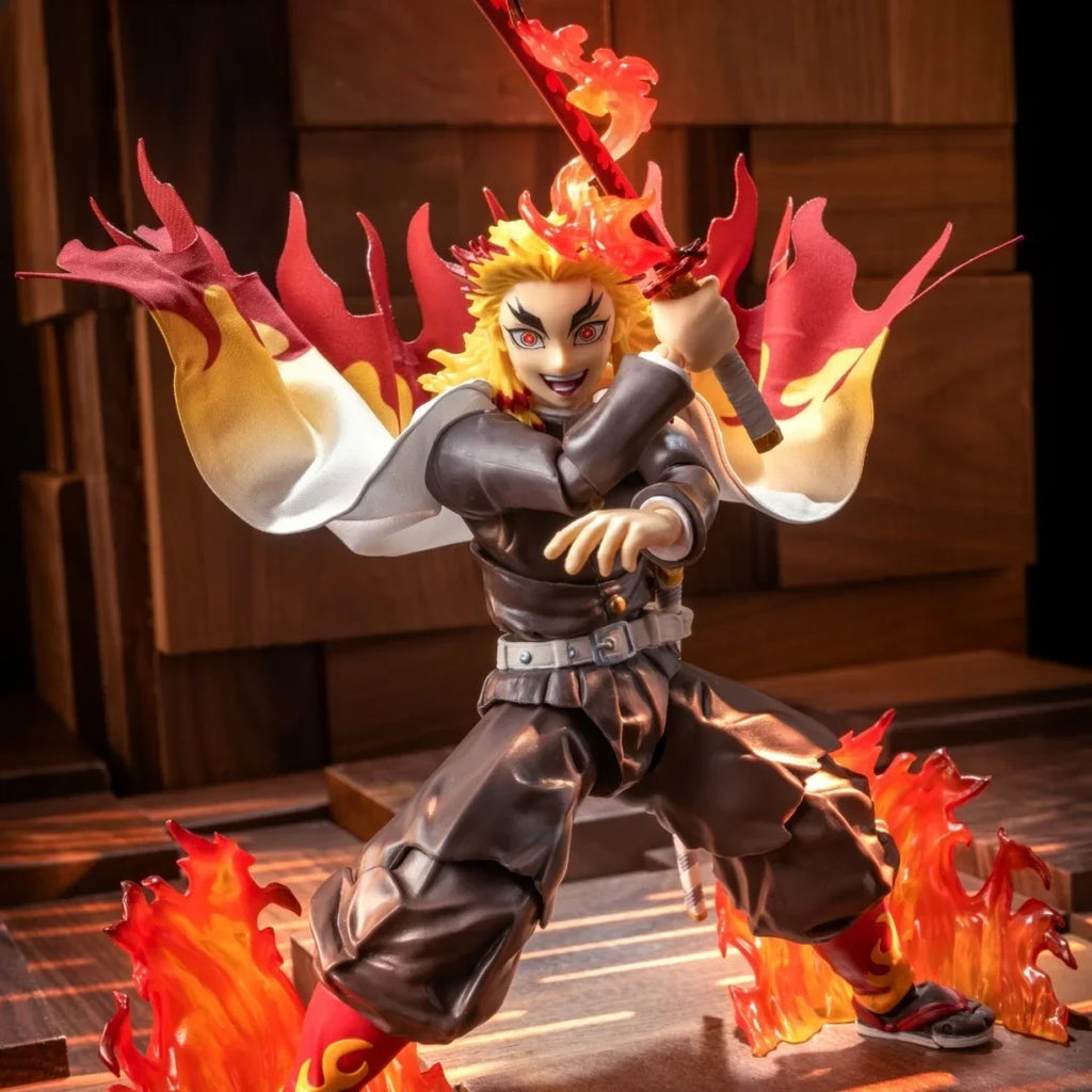 Demon Slayer Anime Shf Rengoku Kyoujurou Handmade Cloak clothes Built In Iron Wire Is Suitable for 1/12 Movable Humanoid Toy