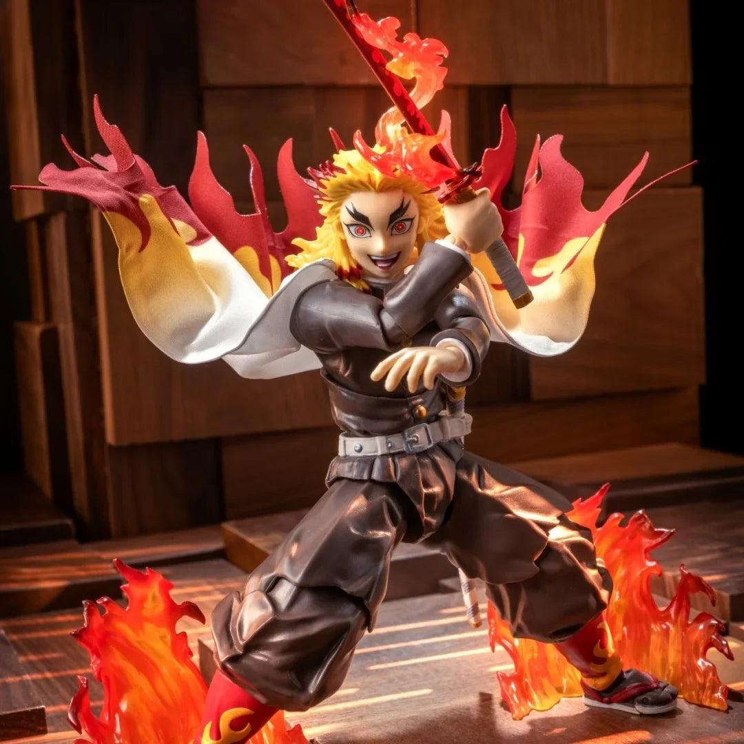 Demon Slayer Anime Shf Rengoku Kyoujurou Handmade Cloak clothes Built In Iron Wire Is Suitable for 1/12 Movable Humanoid Toy