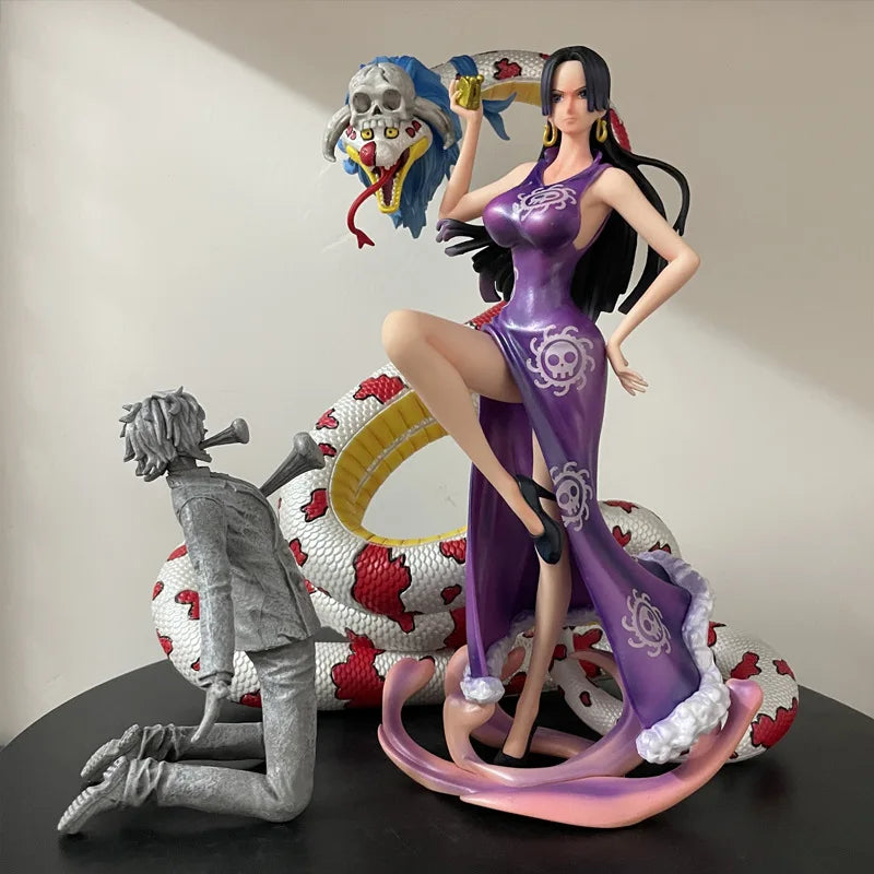 One Piece Boa Hancock Full Set with Petrified Sanji Snake Princess Anime Figure Model Statue