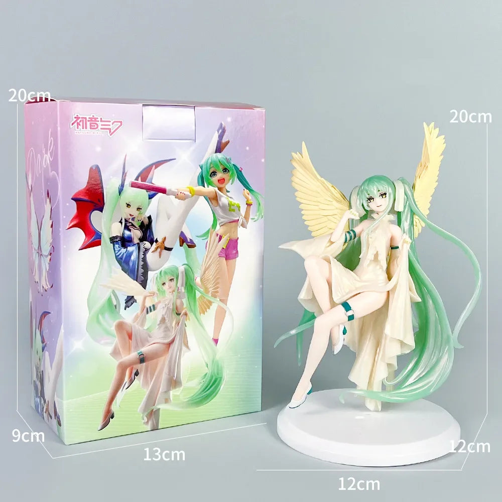 New Hatsune Miku Anime Figure Light and Dark Beautiful Angel Girl Action Figure PVC Collectible Doll Ornaments Toys Gifts
