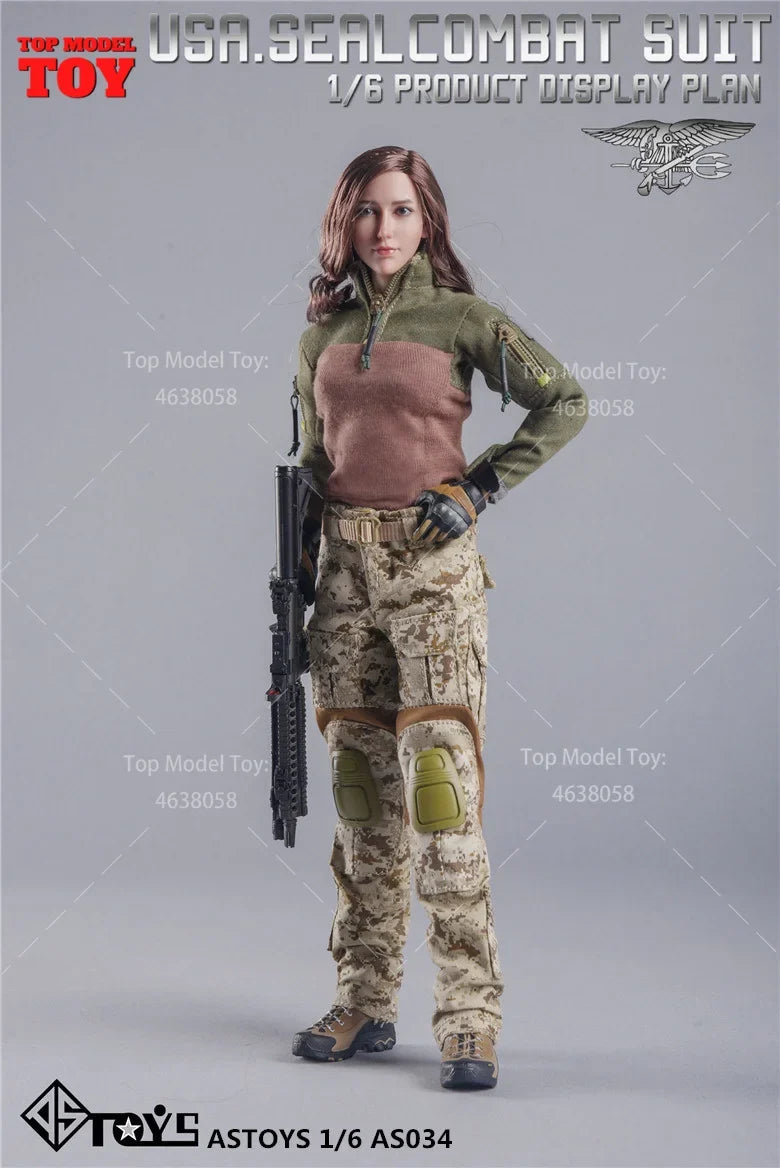 ASTOYS AS034 1/6 Scale U.S. Navy Camouflage Combat Uniform Suit Clothes Model Fit 12" Female Soldier Action Figure Body Dolls