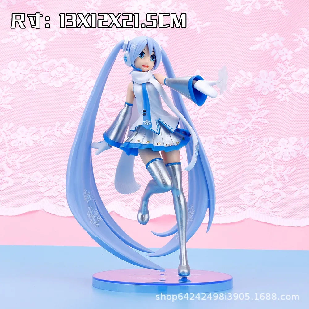 22CM Anime Figure Vocaloid Hatsune Miku SPM Figure Snow Miku Skytown Ver Standing Anime Model Toy Gift Collection Action Figure