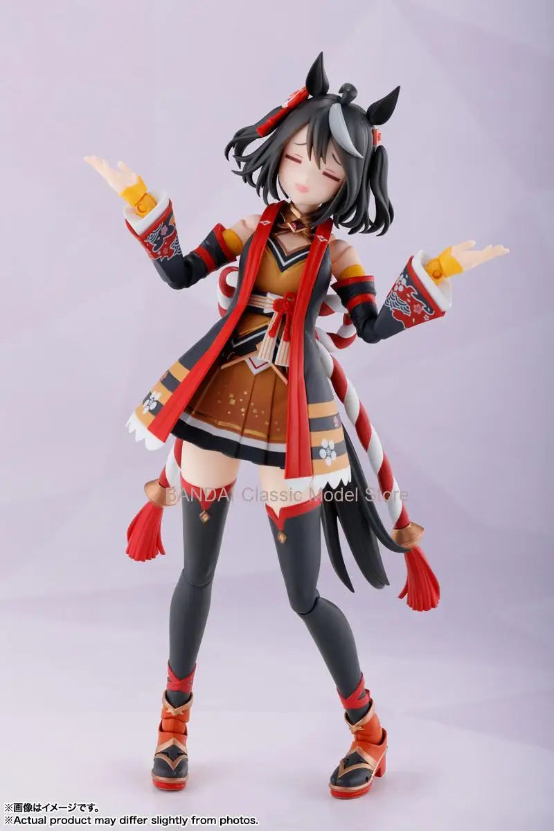 BANDAI Original S.H.Figuarts Umamusume Pretty Derby Kitasan Black Action Figure Assembly Model Toys Collectible Model Ornaments