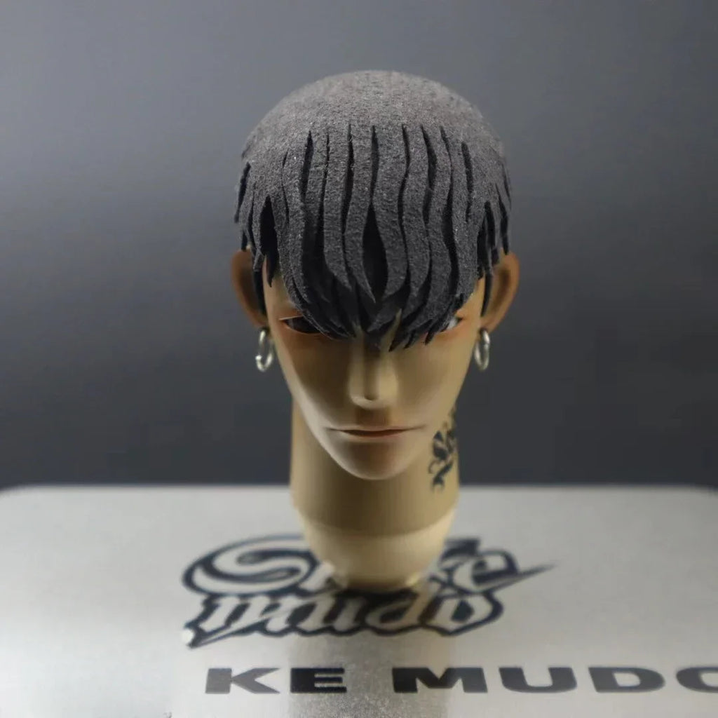 Customized 1/6 Scale Trendy Anime Male Solider Head Sculpt Boy Transplanted Hair Head Played Model for 12in Action Figure Toy
