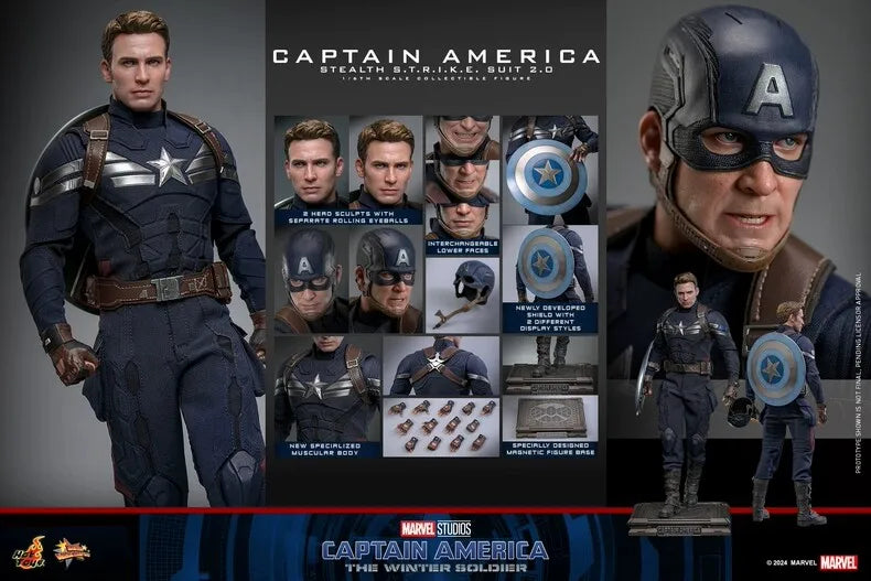 Hot Toys Captain America Mms783 Stealth Strike Suit 2.0 Sammler-Actionfigur Marvel Studios The Winter Boys Spielzeug Geschenk