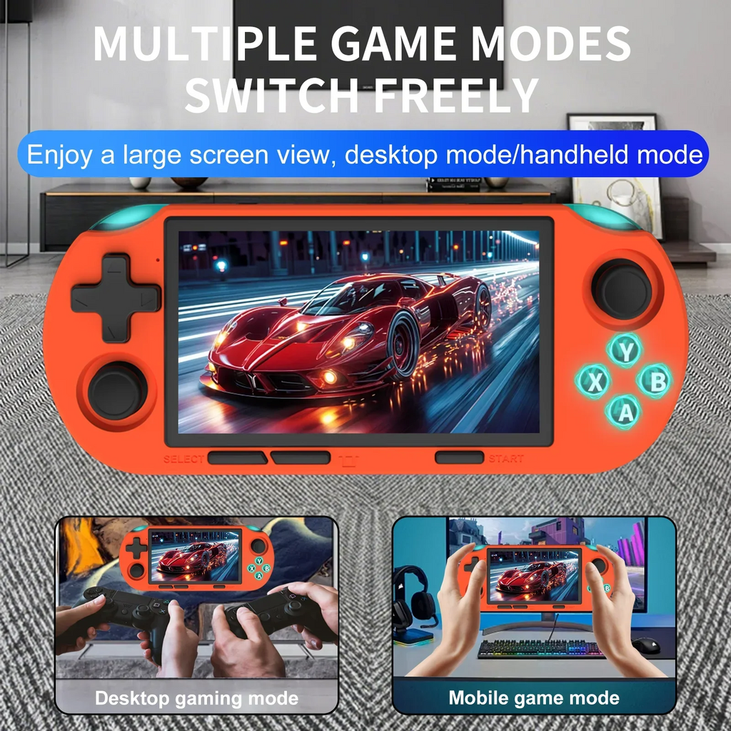 GAMINJA Handheld Portable Gaming Console 4.5Inch HD IPS Screen Display Retro Gaming System LED lights Built-in 12000 Games