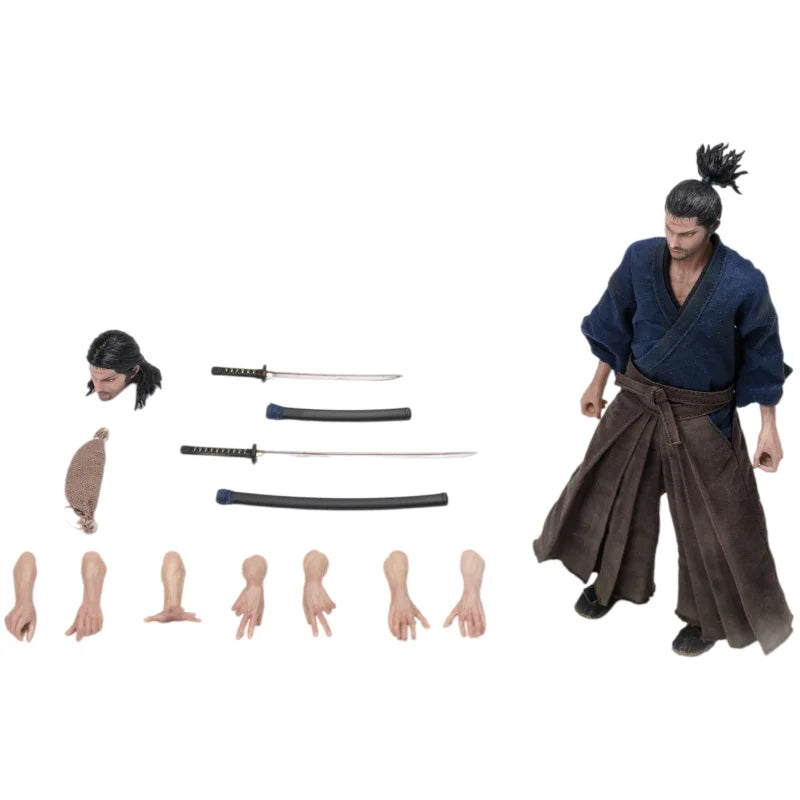 Niten Ichi Ryu Miyamoto Musashi Bewegliche Actionfigur im Maßstab 1:12 Vagabunden-Samurai-Stoffoutfit Sammlerstück als Geschenk für Erwachsene