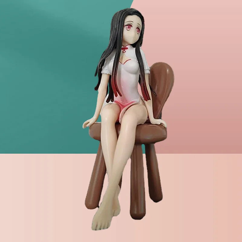 14CM Demon Slayer Anime Figure Kamado Nezuko Instant Noodle Cheongsam Girl Model Toy PVC Action Figure