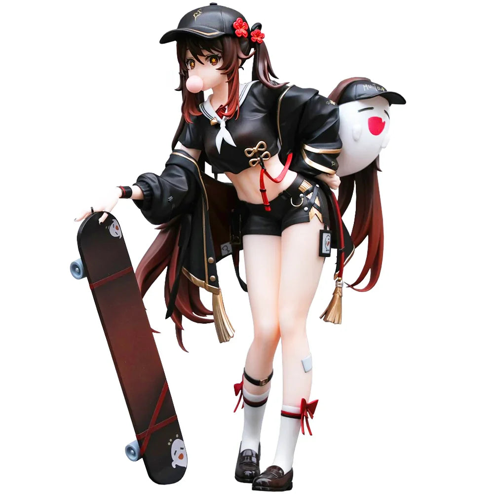 Anime Hu Tao Figur Trendiger Stil Skateboards Hu Tao Actionfiguren Schönes Mädchen PVC Modelle Hu Tao Figur Spielzeug Geschenke 23CM