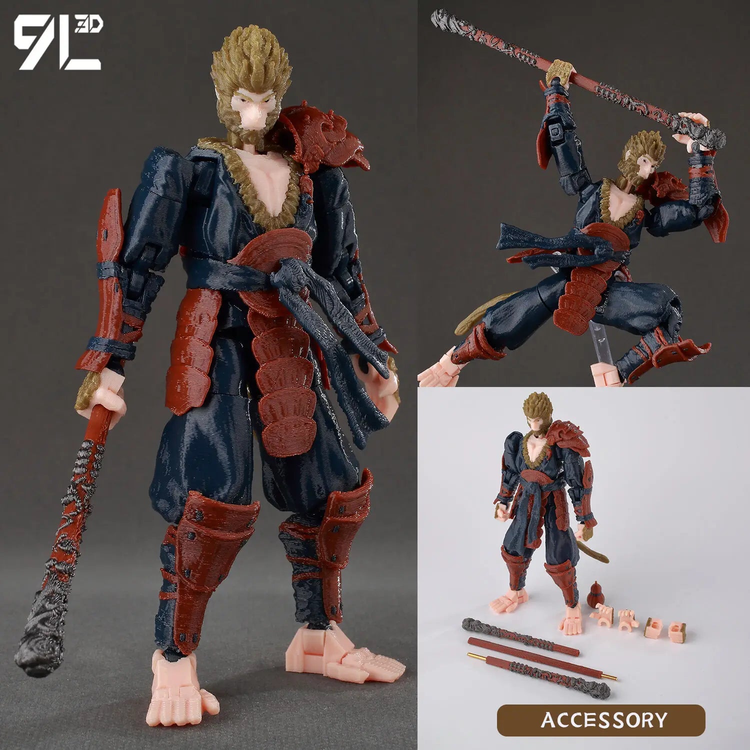 9L3D Lucky13 Figure Dummy13 T13 Anime Action Wukong Cloud Ride Model Black Myth Inspired Flying Stand Decor Desk Collection Toys