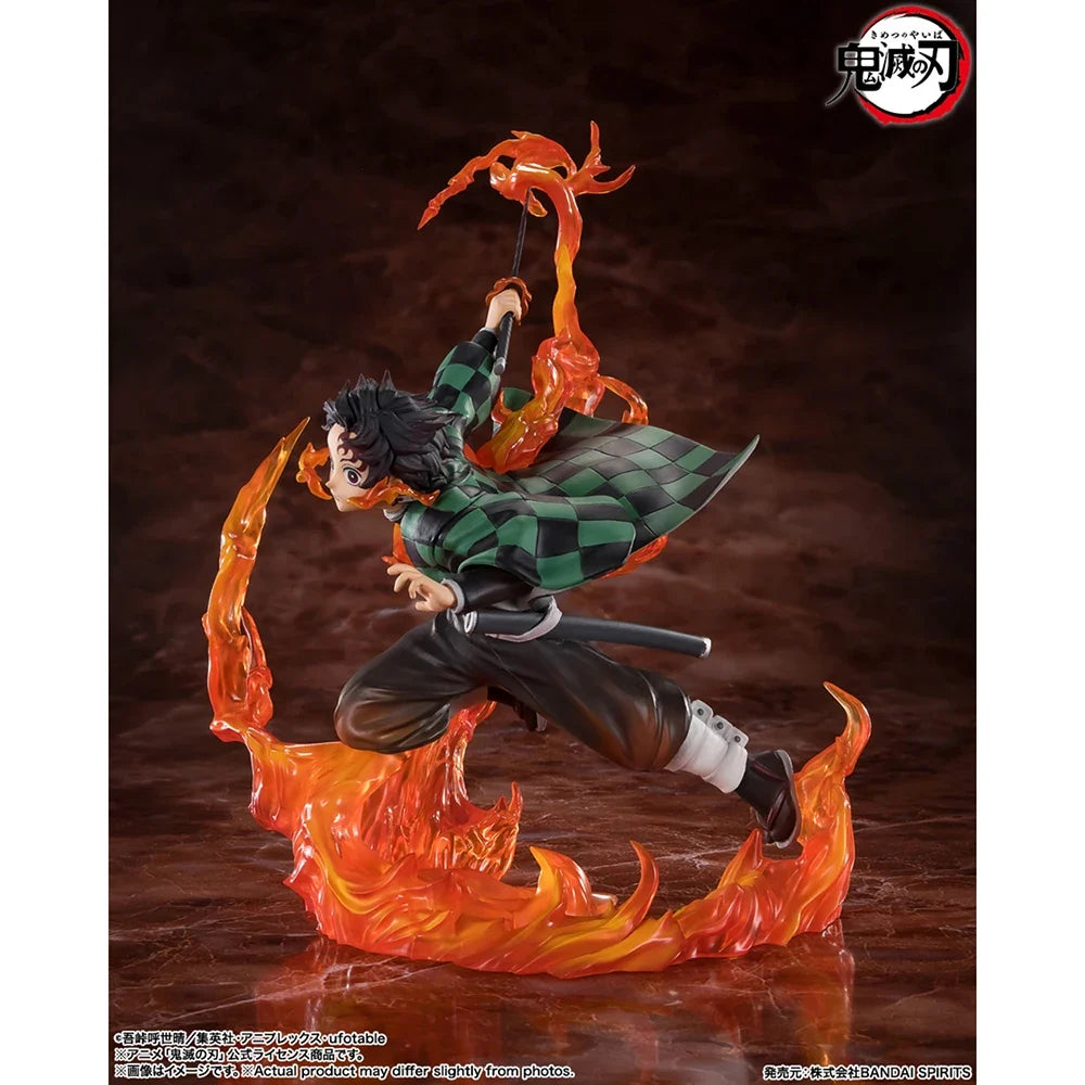 Original BANDAI Figuarts ZERO Demon Slayer Tanjiro Kamado (Rengoku Tsuba ver.) Excellent 19.5cm Anime Figure Model Gift Toys