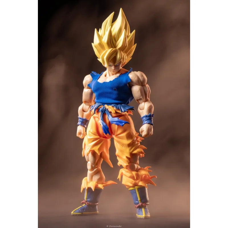 SHF 1/12 Super Saiyan 3 Goku Son Goku Dragon Ball Battle Damaged Top T-Shirt Vest Fit 6'' Men Soldier Action Figure Body