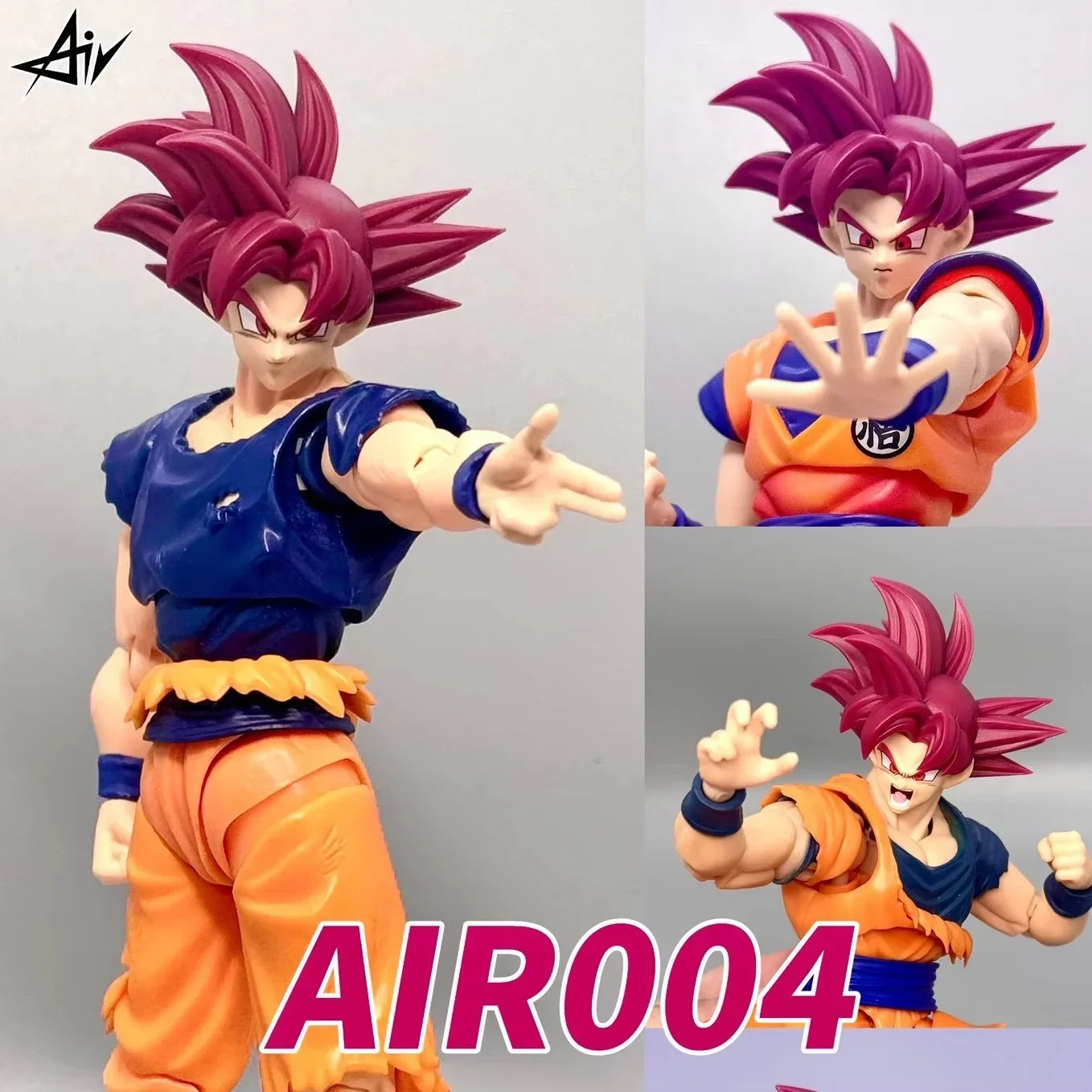 Air Toy Dragon Ball Shf Red God Breath Goku Head Accessories Super Saiyan God Son Goku Custom Heads Kit Accessories Figures