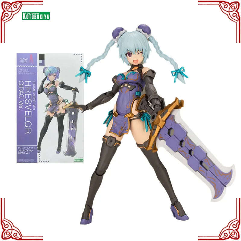 In Stock Genuine Kotobukiya Frame Arms Girl Model Kit Hresvelgr Qipao Ver Anime Action Figure Collection Assembly Model Boy Toys