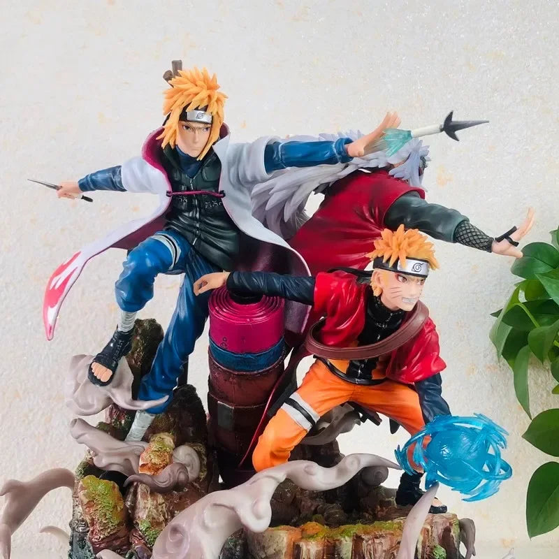 40cm Naruto Anime Figure Uzumaki Naruto Jiraiya Namikaze Minato statue Action Figure collect Pvc Model Doll Childrens Gift Toys