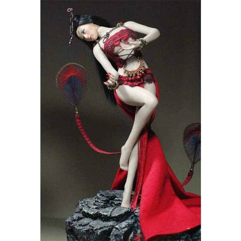 1/6 Scale Toys Red Flame Style Red Jade Chinese Style Corset Tailed Skirt Suit Clothes Model for 12'' PH Action Figures Body
