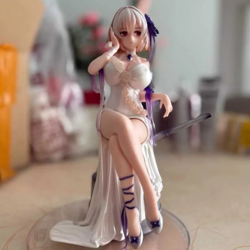 Sirius Pure White Rose Sitting Dress Handmade Exquisite Desktop Model Ornament Case Cute Beauty Girl Car Interior Model Ornament