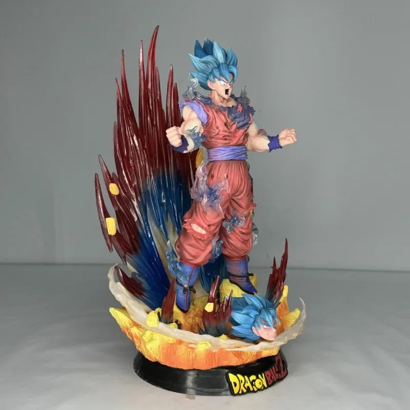 44cm Dragon Ball Figure Son Goku Saiyan with Blue Hair Action Anime Model Collection PVC GK Model Statue Desk Decor Toy for Gift