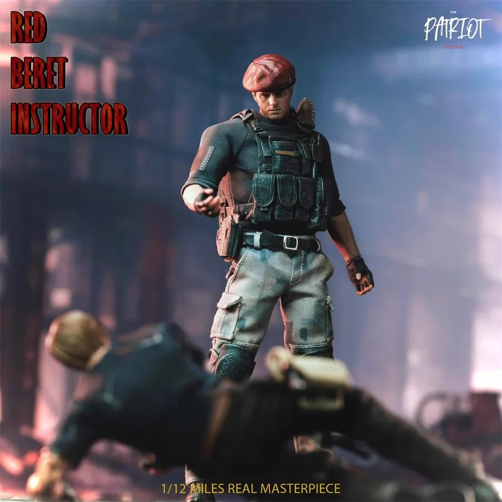 1/12 Patriot Studio Mann Typ Bewohner Rotes Barett Ausbilder Komplettset Bewegliche Actionfigur Geschenk ca. 15 cm für Fans und Sammler