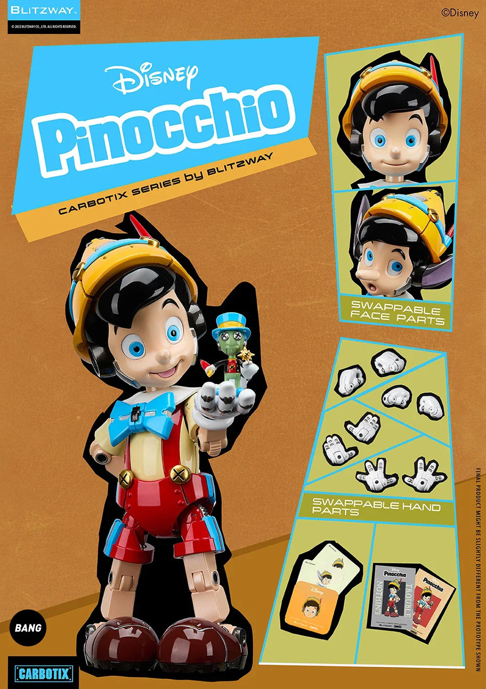 Original BLITZWAY Disney Pinocchio Alloy bewegliche mechanische Goofy Actionfigur Sammlerstück Mickey Modell LED Augen Geburtstagsgeschenk