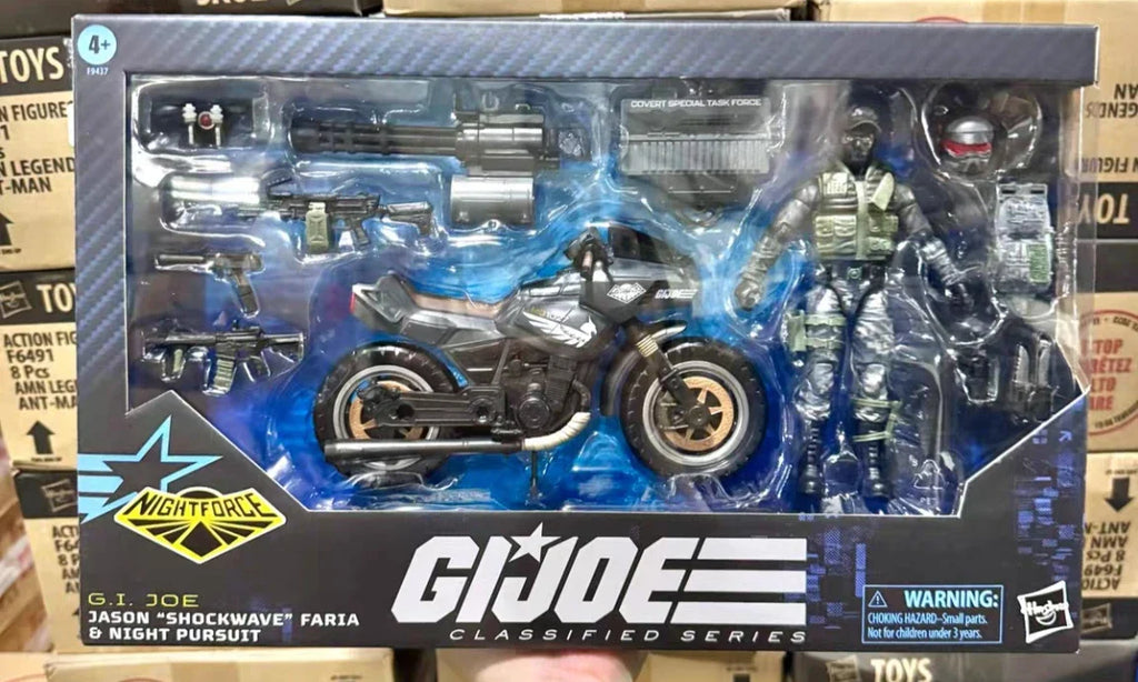 Neu Original Hasbro G.I. Joe Classified Series #127 Night Force Jason Shockwave Faria & Night Pursuit Cycle Actionfigur Modell
