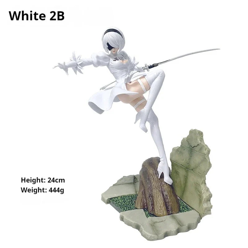 24cm Nier: Automata 2b Combat Posture Collectible Pvc Figure Mechanical Lifeform Statue Desktop Decoration For Gamer Anime Model