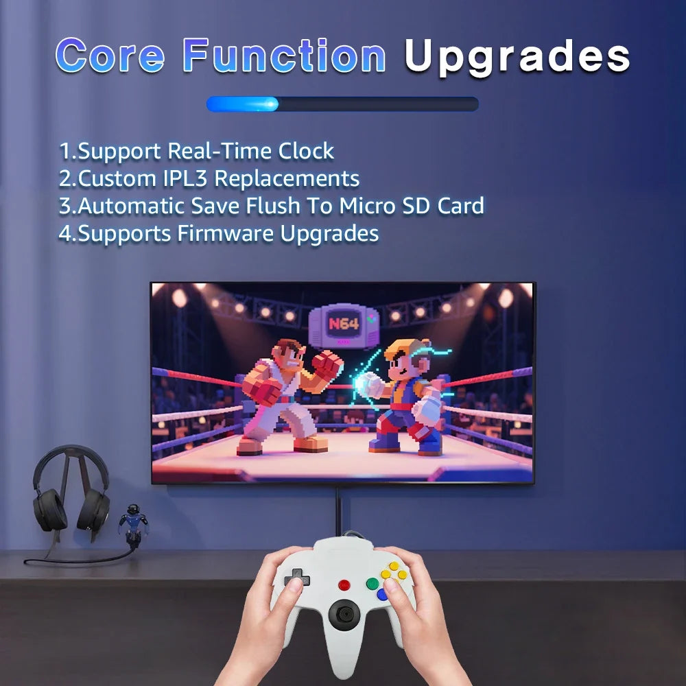Open Source Summer Cart 64 SC64 5600 Games in 1 Cartridge 32GB TF Card Included 64DD Games Support N64 Games for Nintendo 64