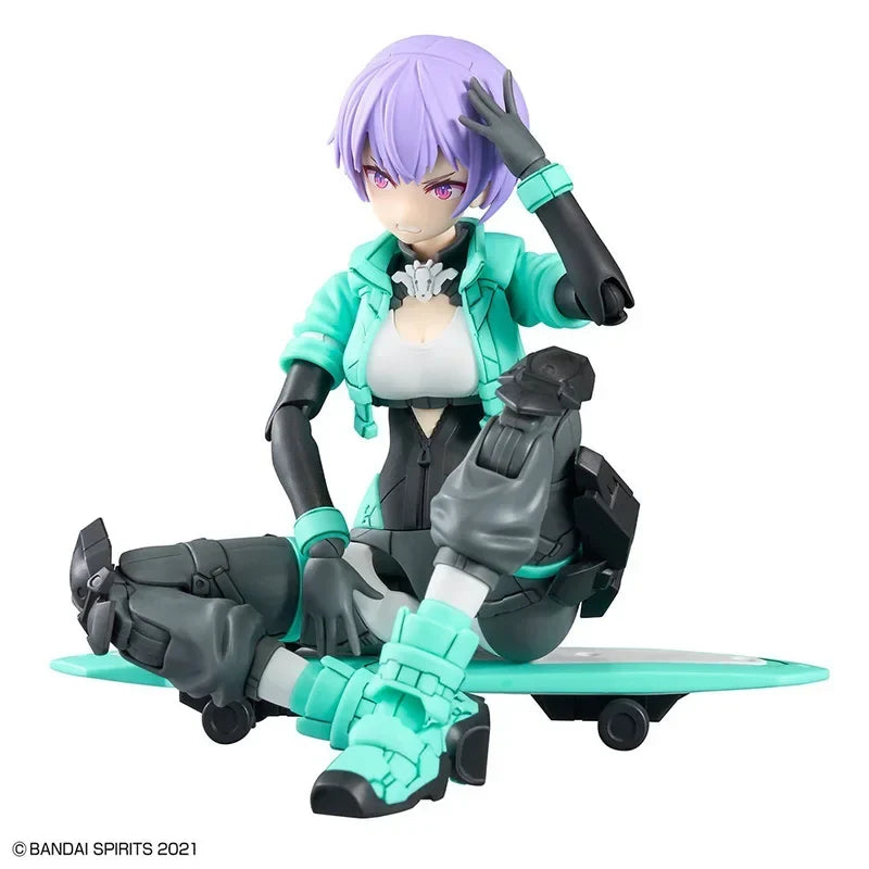 Bandai Genuine Model Kit 30MS SIS-V00 Rydira Color A Skateboard Clothing Action Figure Joints Movable Toys Gifts Toy Collection
