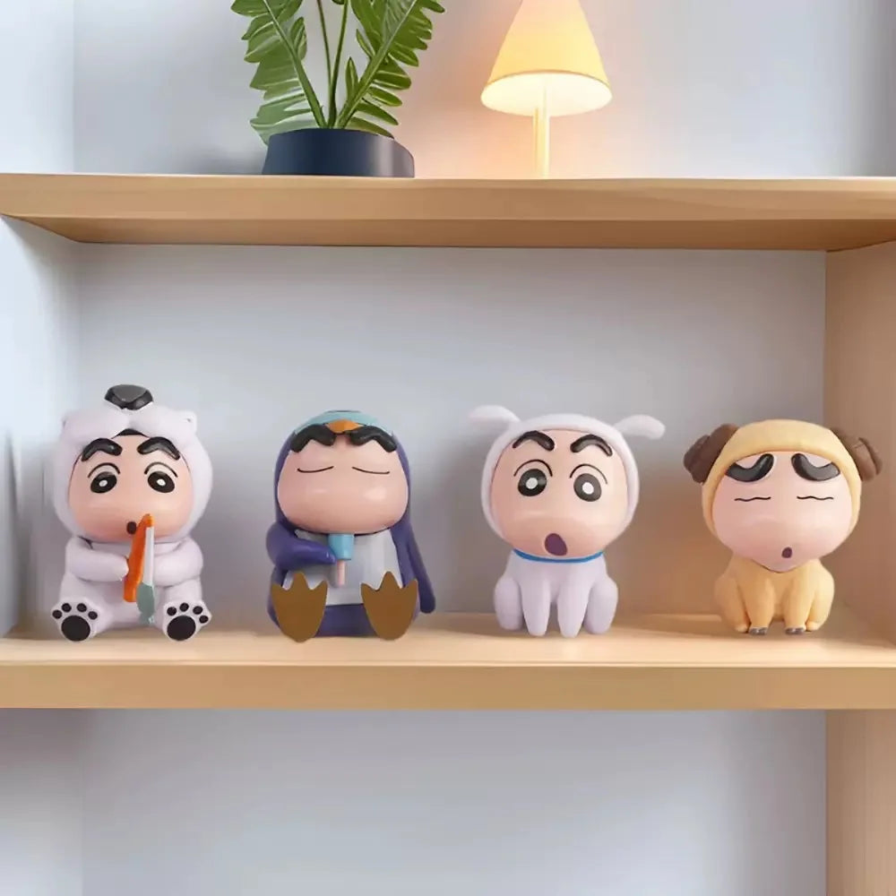4pcs/Set Crayon Shin Chan Anime Figure 6cm Q Version Kawaii Collectibles Model Toys Doll Christmas Gifts for Children