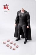 New Combat Suit Sn02 1/6 Scale Soldier Black Battle Suit With Cape Superhero Tight Body Fit Jumpsuit For 12inch