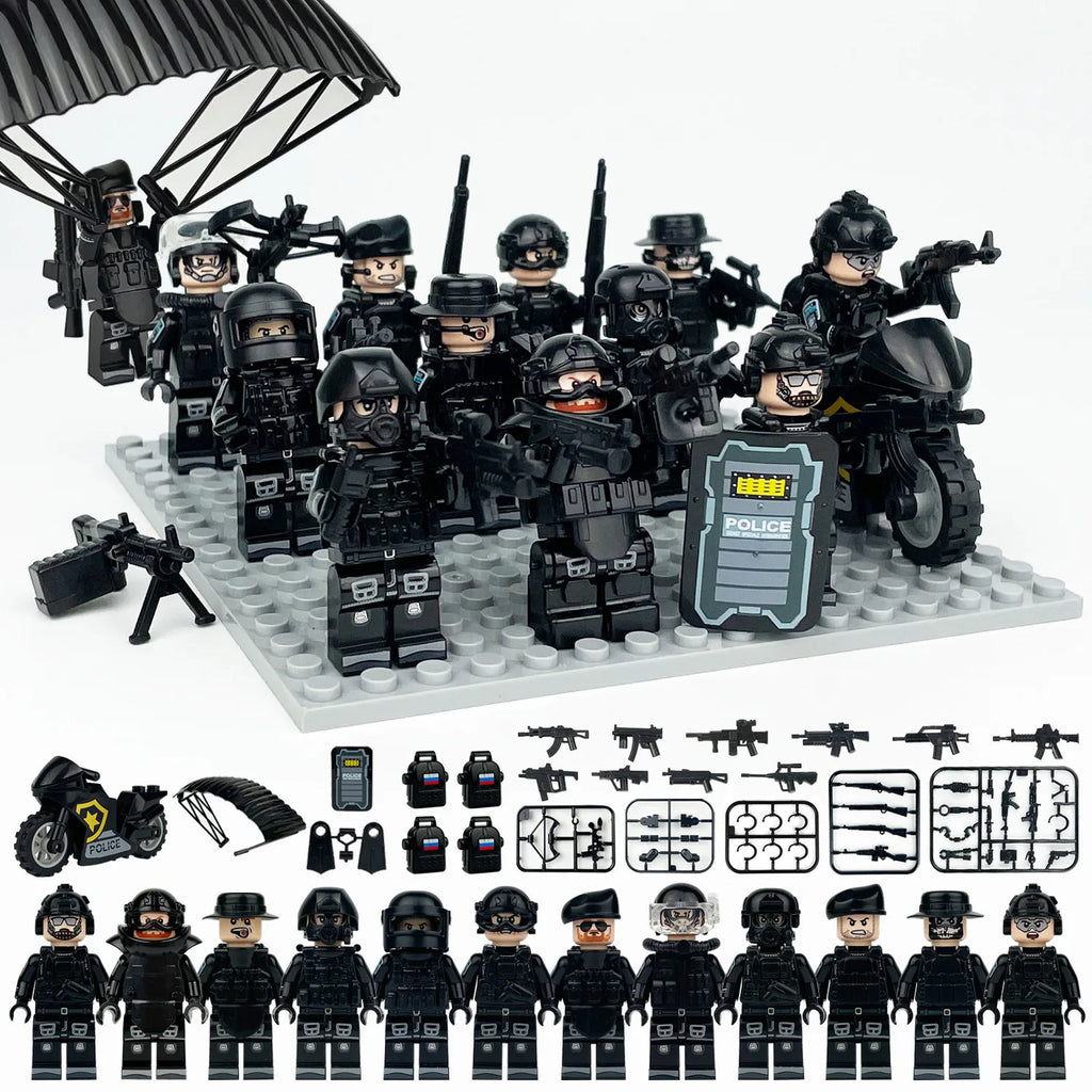 Shield ghost swat humanoid dolls, building blocks, digital action figures assembled toys reptile children's educational toys