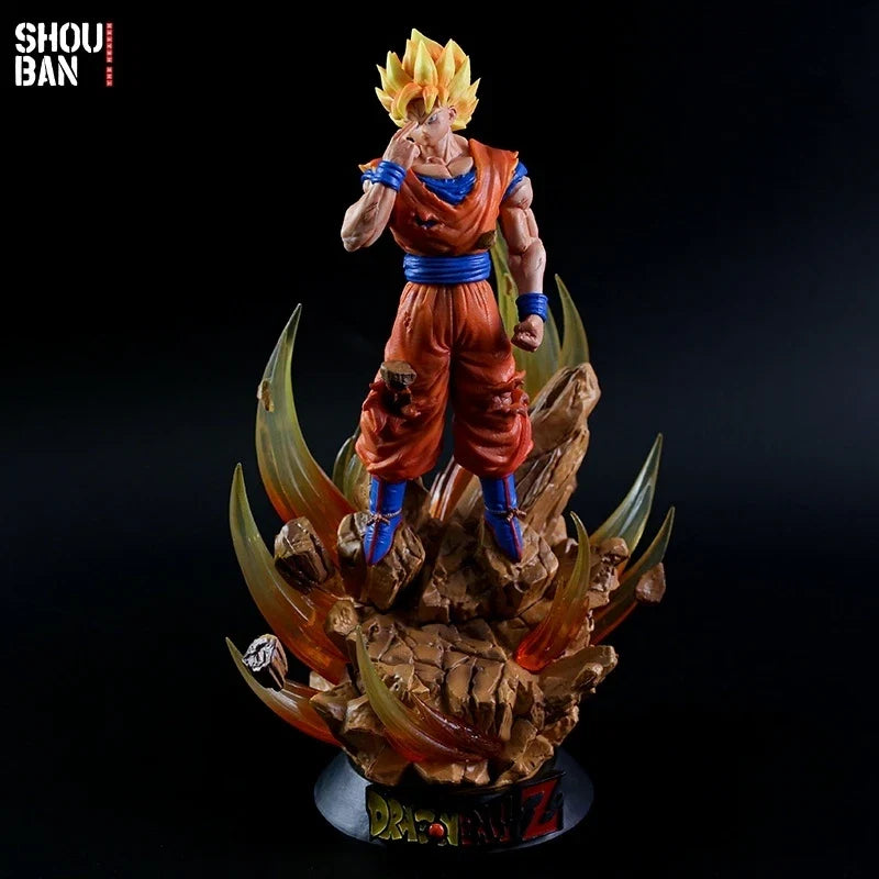 Goku Instant Transmission Super Saiyan Three Model Display Toy - Anime Figure Sculpture with Glowing Feature for Collectors