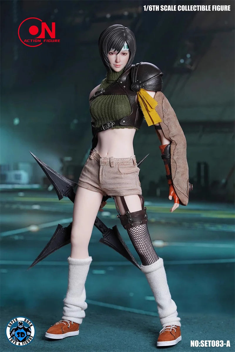 SUPER DUCK SET083 1/6 FF7 Yuffie Head Sculpt Costume Clothes Model Fit 12'' TBL PH S16A S18A Female Action Figure Body