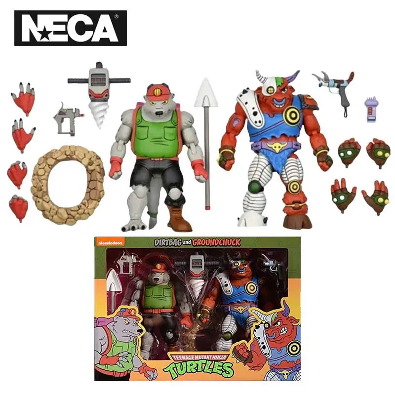 NECA 54199 Toys Teenage Mutant Ninja Turtles 1987 Action Figure 2-Pack Dirtbag & Groundchuck 18 cm Original Doll Collection Gift
