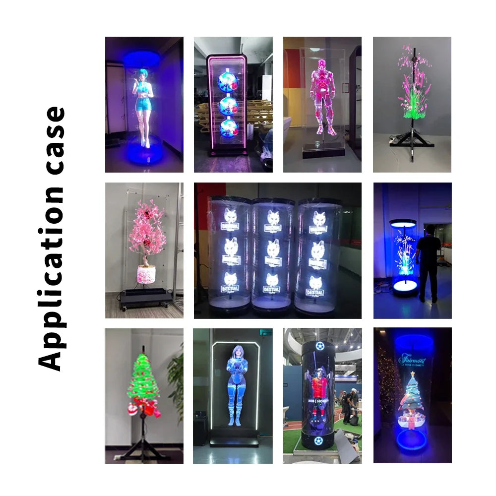 3pcs hologram projector video wall synchronization advertising hologram projector 3d led fan display for event new year