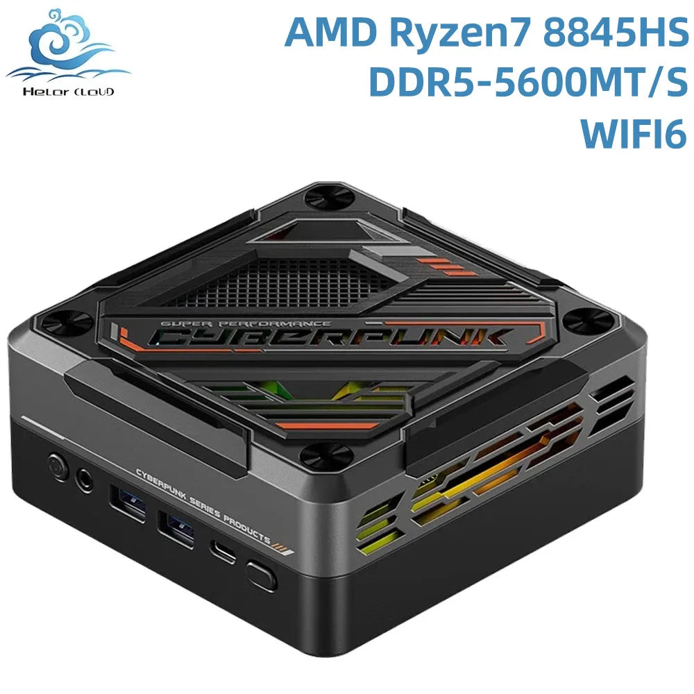 Helorpc Gaming Mini PC AMD Ryzen R7-7840HS/R7-8845HS  DDR5 M.2 NVME Support Win10/11 System  Office Desktop Computer