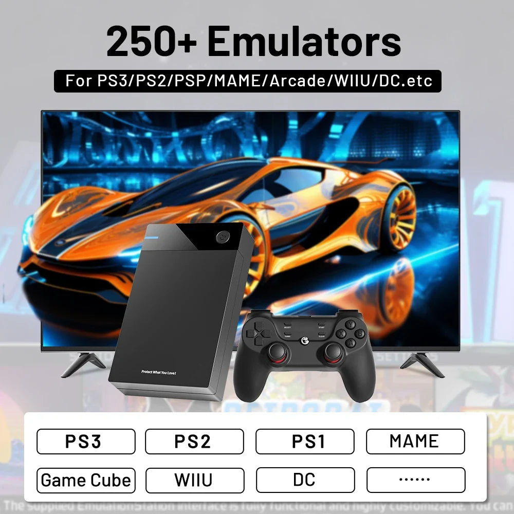 Super Console12T HDD with Hyperspin Launchbox Retrobat Playnite TeknoParrot for PS3 PS2 PSP WII WIIU with 86000+ Games Hard Disk