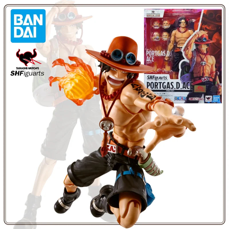 Bandai SHF S.H.Figuarts One Piece PORTGAS.D.ACE FIRE FIST Figur Fertigmodell Anime Action Spielzeug Geschenke für Kinder SOLDATEN SET